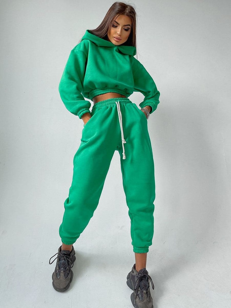 Тёплый базовый костюм на флисе с объемными капюшоном Тёплый базовый костюм на флисе с объемными капюшоном | PUSHKA SHOP