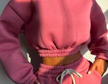 Базовий костюм на флісі з об'ємними капюшоном Базовий костюм на флісі з об'ємними капюшоном | PUSHKA SHOP