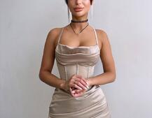 Комплект: корсет, декорований стразами + спідниця міні з драпіруванням   | PUSHKA SHOP