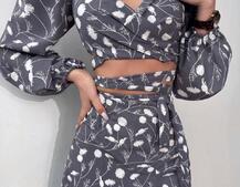 Комплект: топ із зав'язками на талії + спідниця міді з розрізом Комплект: топ із зав'язками на талії + спідниця міді з розрізом | PUSHKA SHOP