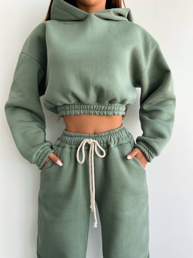 Базовый костюм на флисе с объемными капюшоном Базовый костюм на флисе с объемными капюшоном | PUSHKA SHOP