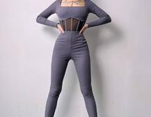 Облягаючий трикотажний комбінезон з елементами корсету  | PUSHKA SHOP