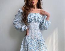 Сукня міні в квітковий принт + прозорий корсет  | PUSHKA SHOP