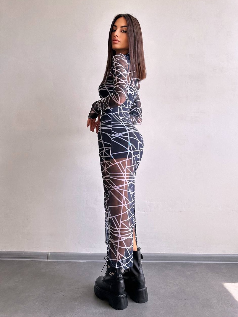 Сукня міді з принтом  | PUSHKA SHOP