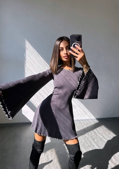 Трикотажна сукня зі шнурівкою на спинці    | PUSHKA SHOP