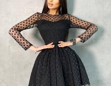 Платье мини в горох с пышной юбкой  Платье мини в горох с пышной юбкой  | PUSHKA SHOP