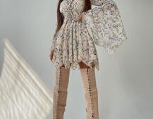 Платье с расклешенными рукавами в комплекте с корсетом  | PUSHKA SHOP