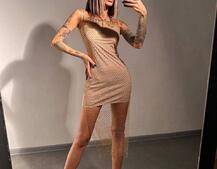 Сукня із сітки зі стразами на трикотажній підкладці Сукня із сітки зі стразами на трикотажній підкладці | PUSHKA SHOP