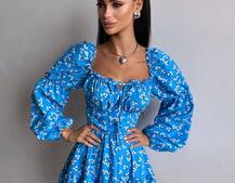 Сукня з квітковим принтом з воланами на ґудзиках  Сукня з квітковим принтом з воланами на ґудзиках  | PUSHKA SHOP