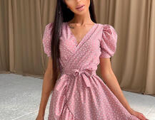 Милое платье в горошек с оборками + повязка на голову с бантом Милое платье в горошек с оборками + повязка на голову с бантом | PUSHKA SHOP