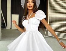 Летнее хлопковое платье с завязками на груди Летнее хлопковое платье с завязками на груди | PUSHKA SHOP