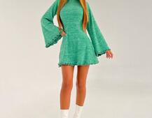 Трикотажна сукня міні з розкльошеними рукавами та відкритою спиною Трикотажна сукня міні з розкльошеними рукавами та відкритою спиною | PUSHKA SHOP