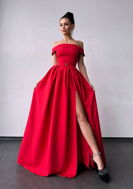 Сукня максі з відкритими плечима  | PUSHKA SHOP