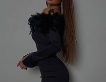 Сукня міді, декорована натуральним пір'ям Сукня міді, декорована натуральним пір'ям | PUSHKA SHOP