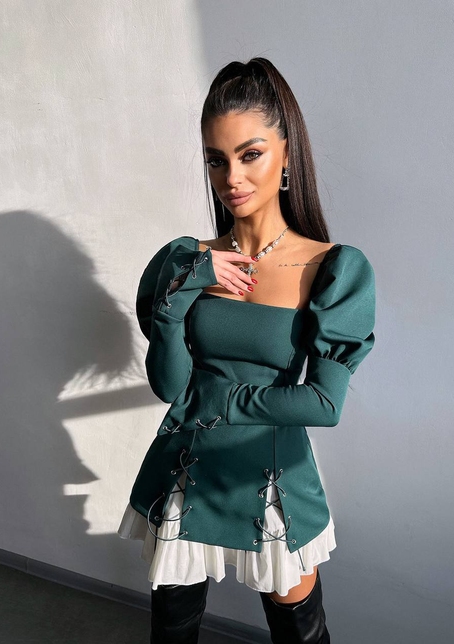 Сукня з об'ємними рукавами + спідниця з воланами | PUSHKA SHOP