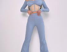 Комплект : штани кльош і топ з елементами корсету  | PUSHKA SHOP