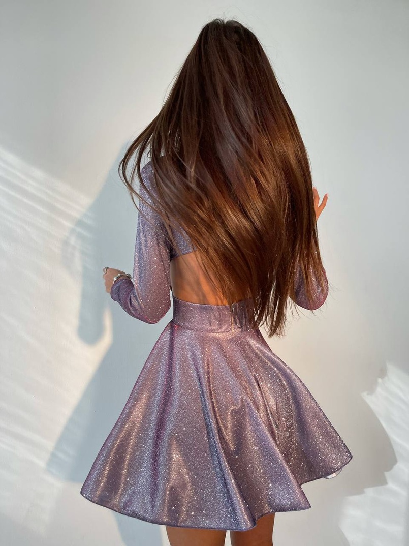 Блискуча сукня міні з відкритою спиною  | PUSHKA SHOP