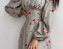 Сукня міді з розрізом в квітковий принт + прозорий корсет Сукня міді з розрізом в квітковий принт + прозорий корсет | PUSHKA SHOP