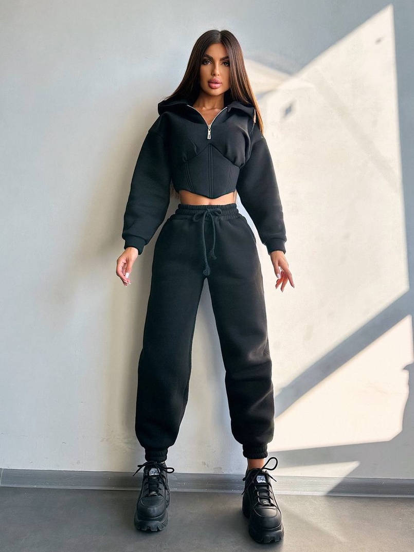 Комплект на флісі : худі з елементами корсету + штани  | PUSHKA SHOP