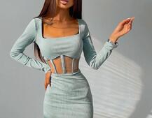 Приталенное платье с корсетной вставкой и юбкой-карандашом Приталенное платье с корсетной вставкой и юбкой-карандашом | PUSHKA SHOP