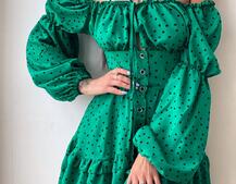 Сукня в горошок на ґудзиках з воланами Сукня в горошок на ґудзиках з воланами | PUSHKA SHOP