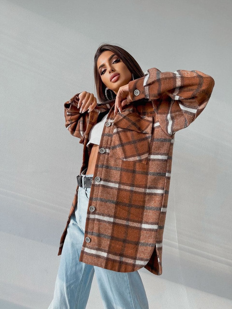 Кашемировая рубашка в клетку с капюшоном  Кашемировая рубашка в клетку с капюшоном  | PUSHKA SHOP