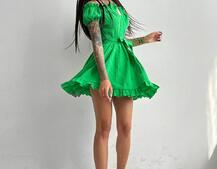 Муслиновое платье мини с корсетной вставкой на талии с косточками Муслиновое платье мини с корсетной вставкой на талии с косточками | PUSHKA SHOP