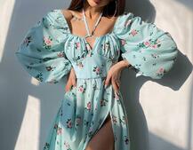 Сукня міді з квітковим принтом  | PUSHKA SHOP