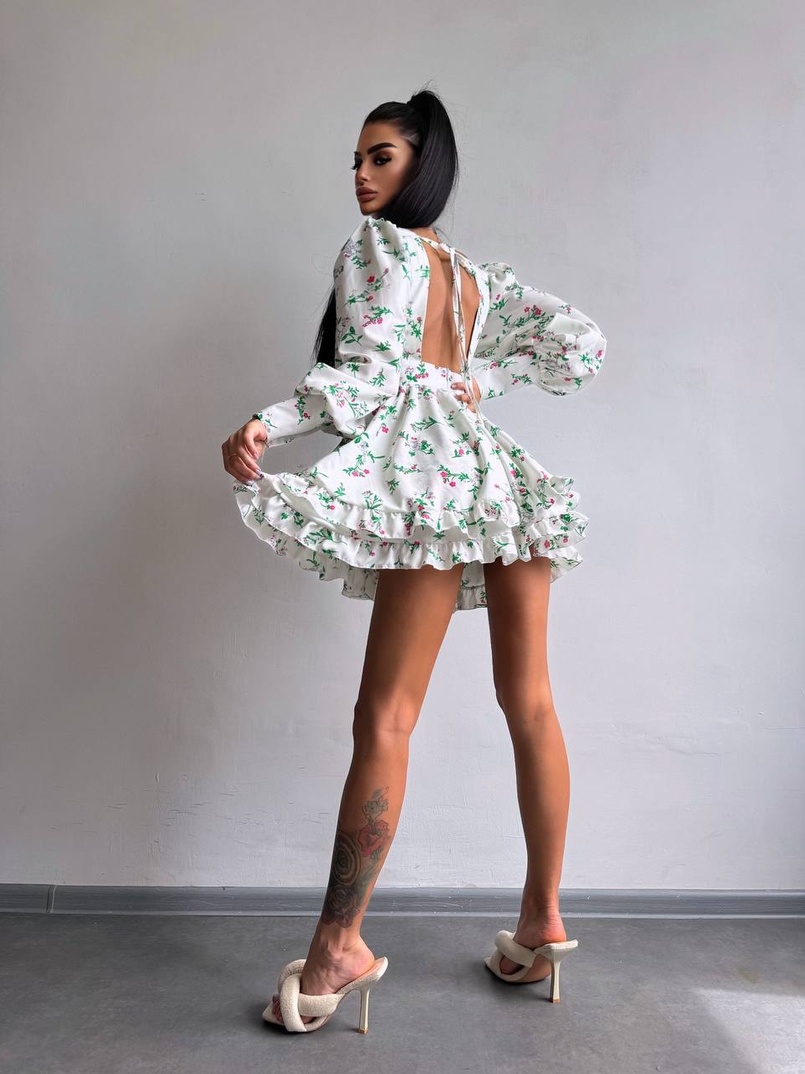 Сукня міні з пишною спідницею та драпіруванням на талії | PUSHKA SHOP