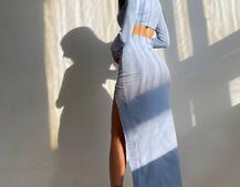 Трикотажный комплект: топ с чашечками push up + юбка миди с разрезом Трикотажный комплект: топ с чашечками push up + юбка миди с разрезом | PUSHKA SHOP