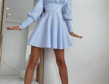 Платье с объемными рукавами из хлопка Платье с объемными рукавами из хлопка | PUSHKA SHOP