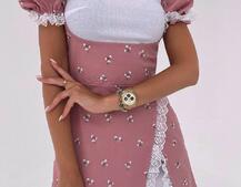 Сукня з квітковим принтом декорована мереживом  | PUSHKA SHOP