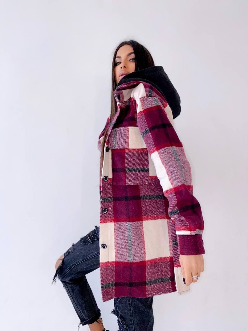 Кашемировая рубашка в клетку с капюшоном Кашемировая рубашка в клетку с капюшоном | PUSHKA SHOP