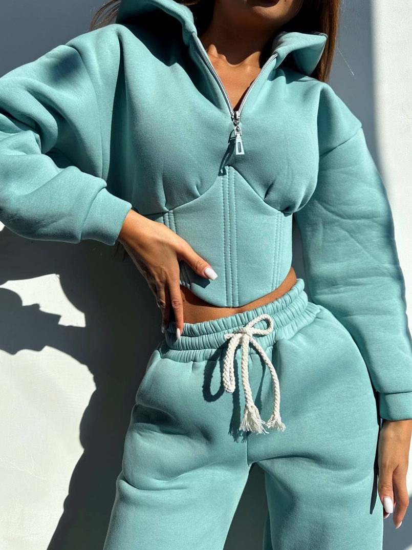 Комплект на флісі : худі з елементами корсету + штани  Комплект на флісі : худі з елементами корсету + штани  | PUSHKA SHOP