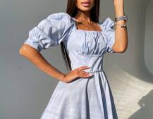 Платье с объемными рукавами из хлопка Платье с объемными рукавами из хлопка | PUSHKA SHOP