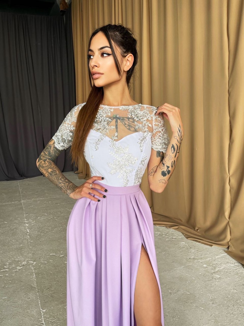 Платье-макси с кружевным верхом Платье-макси с кружевным верхом | PUSHKA SHOP