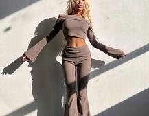 Трикотажний комплект: топ із хомутом + штани кльош | PUSHKA SHOP