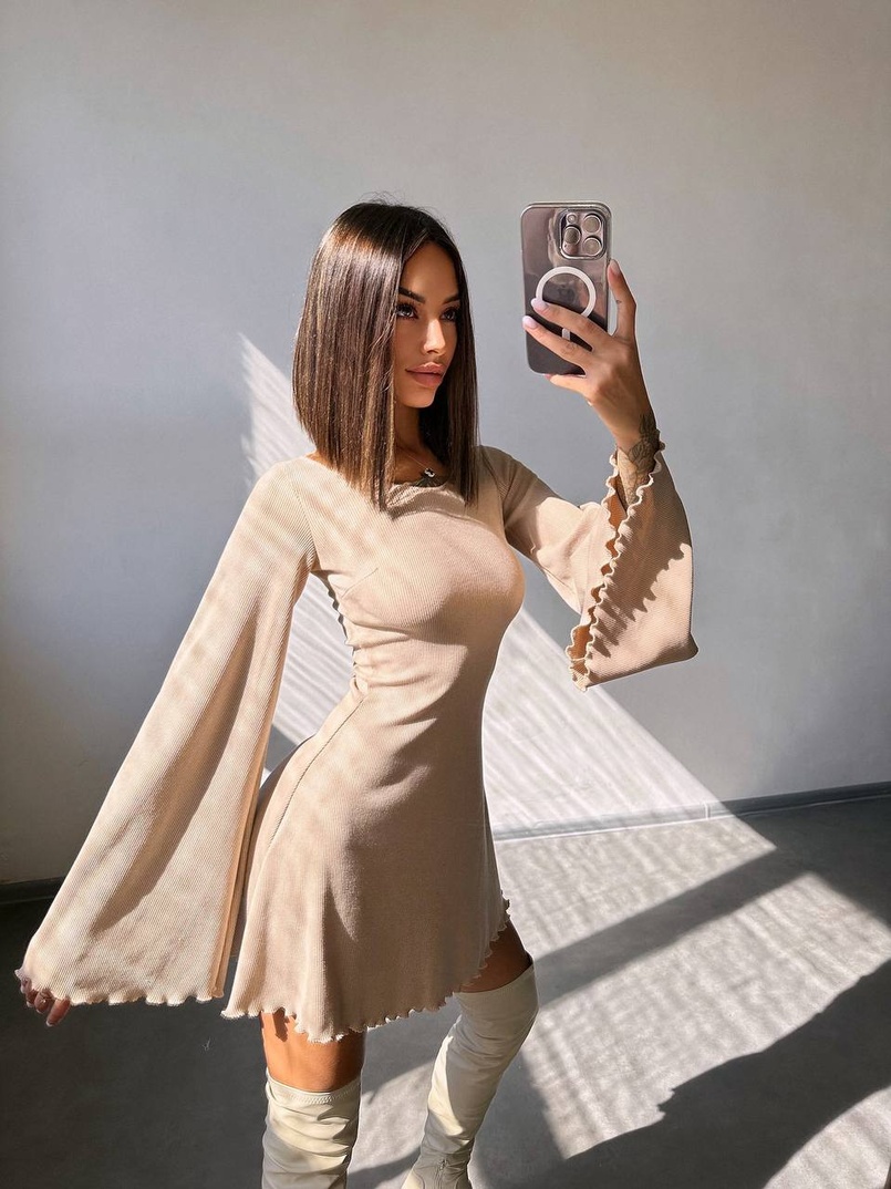 Трикотажна сукня зі шнурівкою на спинці    | PUSHKA SHOP