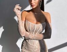 Сукня міні зі шлейфом та рукавичками | PUSHKA SHOP