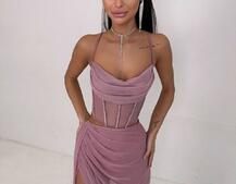 Комплект: корсет декорований стразами + спідниця максі  | PUSHKA SHOP