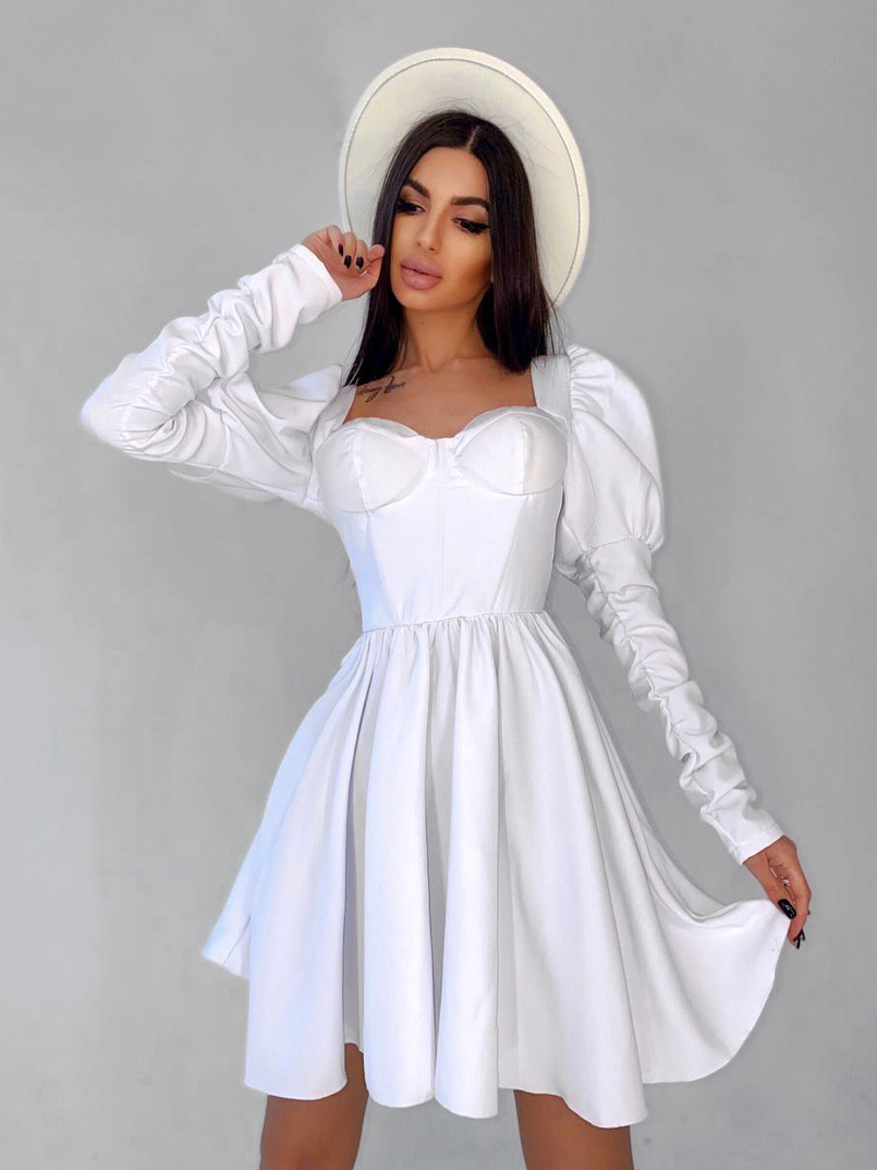 Платье-бюстье с объёмными рукавами и корсетными элементами На косточках, сзади на шнуровке. Платье-бюстье с объёмными рукавами и корсетными элементами На косточках, сзади на шнуровке. | PUSHKA SHOP