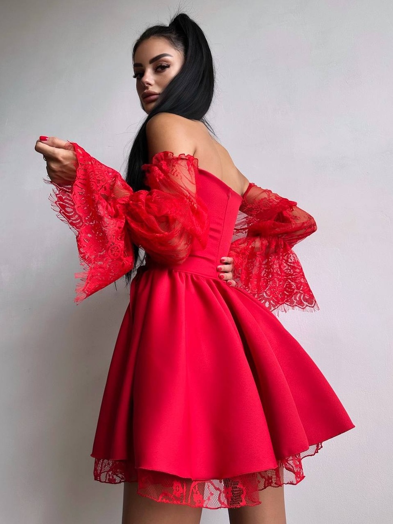 Сукня з корсетом декорована мереживом  | PUSHKA SHOP