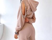 Костюм из качественной турецкой трехнитки, декорированный бахромой со стразами Костюм из качественной турецкой трехнитки, декорированный бахромой со стразами | PUSHKA SHOP