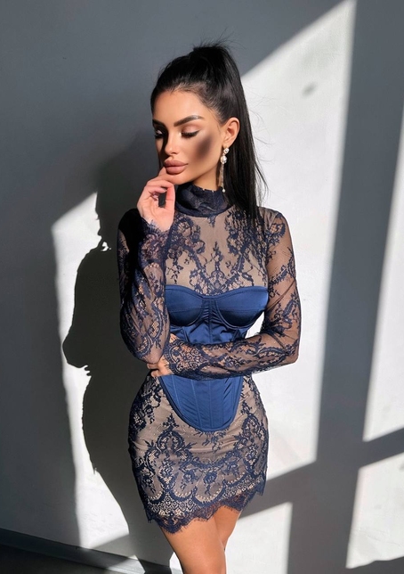 Комплект: мереживна сукня міні + корсет  | PUSHKA SHOP