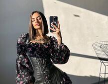 Комплект: сукня з квітковим принтом + корсет з еко-шкіри Комплект: сукня з квітковим принтом + корсет з еко-шкіри | PUSHKA SHOP