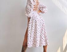 Сукня -міді зі шнурівкою на спинці та розрізом на ніжці | PUSHKA SHOP