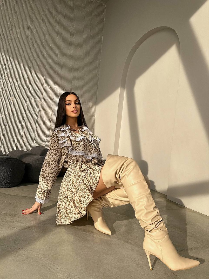 Сукня з квітковим принтом декорована мереживом    | PUSHKA SHOP