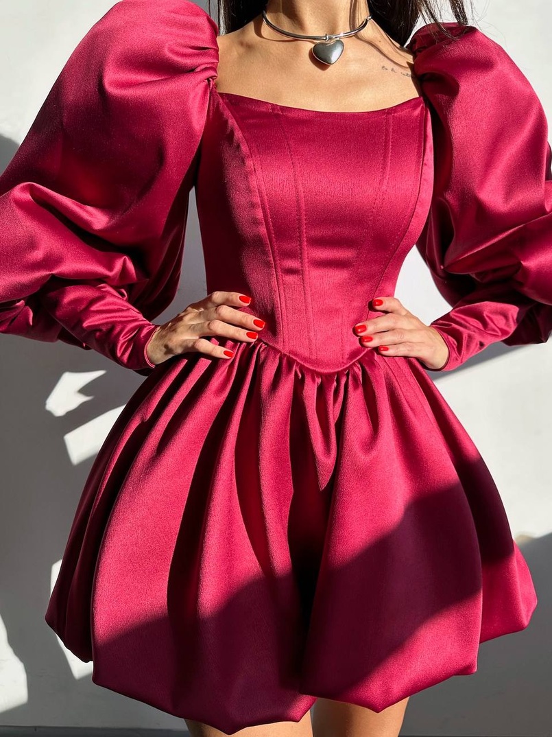 Сукня з обʼємними рукавами та спідницею балоном  | PUSHKA SHOP