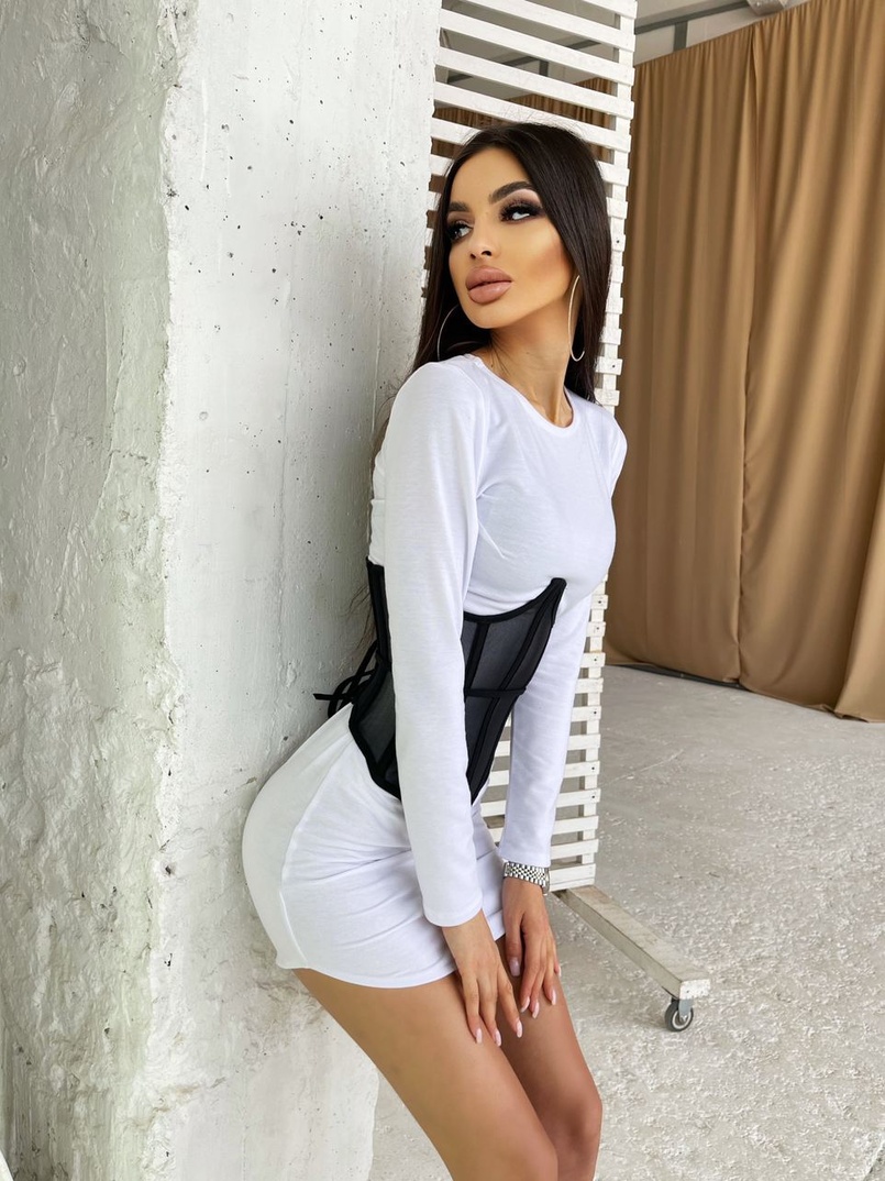 Трикотажное платье в комплекте с утягивающим корсетом  | PUSHKA SHOP