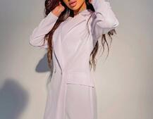 Приталенное платье-пиджак, декорированное бахромой из страз | PUSHKA SHOP